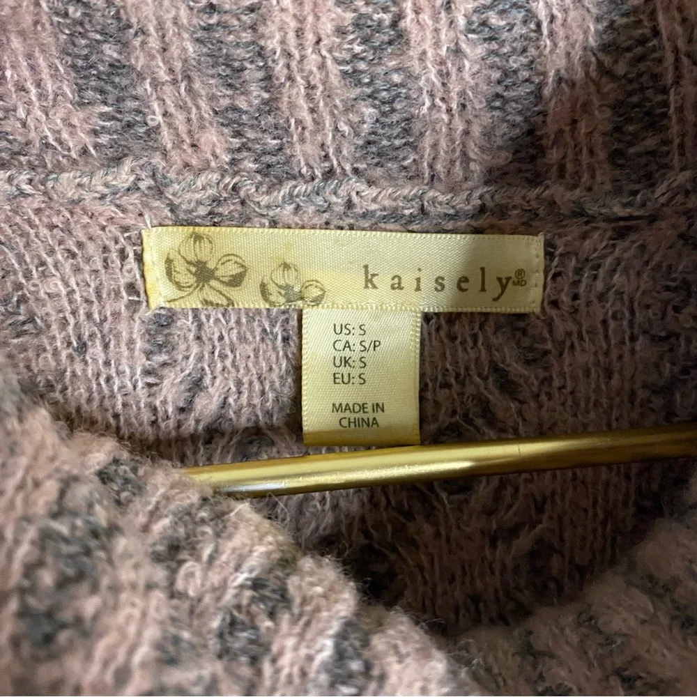 Anthropologie Kaisley Wool Blend Cowl Neck Sweater Long Soft Stretchy Pink Gray - Picture 8 of 8